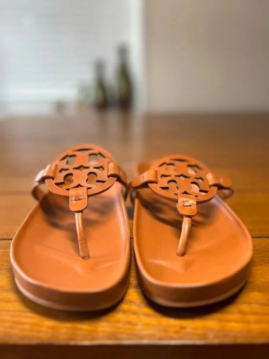 Tory Burch Miller Cloud Sandals, color Aged Camello, Napa Leather, Size 8.5 - Picture 3 of 9